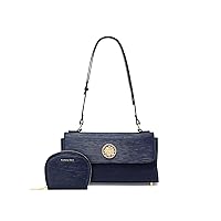 Pomelo Best Women's PU Leather Magnetic Button Shoulder Bag with Card Holder Blue, Blue, S