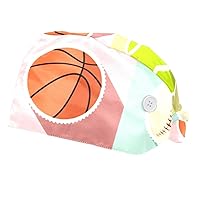 JDEZ Packung mit 2 Arbeitshüten Sport Ball Basketball Basketball Bouffant Hats Atmungsaktive Arbeitsmützen für Männer und Frauen