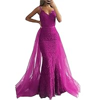 Women's V Neck Sling Mermaid Prom Dress With Detachable Cloak Evening Gown Dress