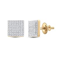 10kt Gold Mens Baguette Diamond Square Earrings 1/2 Cttw Fine Jewelry For Him