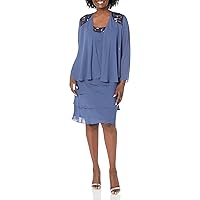 S.L. Fashions Women's Embellished Tiered Jacket Dress