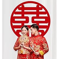 2PCS Chinese Wedding Decoration Double Happiness Decorations Chinese Wedding Stickers Wedding Bedding Wedding Candy Sticker Glass Door Red Felt Sticker
