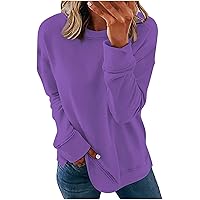 Womens Pullover Shirts Crewneck Oversized Casual Thin Sweatshirts Long Sleeve Solid Color 2023 Fall Clothes Tops