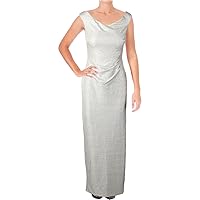 Lauren Ralph Lauren Womens Silver Multi Stretch Glitter Gathered Party Dress