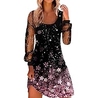 Sexy Dress Summer Spring Long-Sleeved Mesh and Ladies Printed Casual Women's Dress Women S Summer Dress