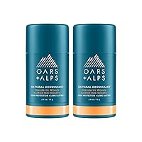 Oars + Alps Aluminum Free Deodorant for Men and Women, Dermatologist Tested, Travel Size, Mandarin Woods, 2 Pack, 2.6 Oz Each