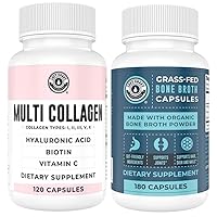 Left Coast Performance 120ct Multi Collagen Capsules with Biotin and 180ct Organic Bone Broth Capsules