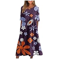 Ugly Shift Short Sleeve Dress for Women Fathers Day Wedding Crewneck Cotton Womans Comfort Print Patchwork Purple M