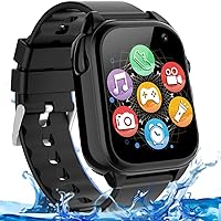 Smart Watch for Kids Boy Girl Age 3-12 with Waterproof 26 Games 1.44'' Touch Screen HD Camera MP3 Player Video Recorder Pedometer Alarm Clock Calculator Torch Wrist Watch Children Learning Toy (black)