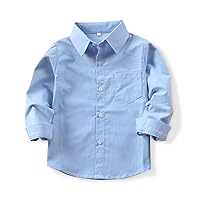 OCHENTA Little Big Boys' & Men's Long Sleeve Button Down Oxford Casual Dress Shirt
