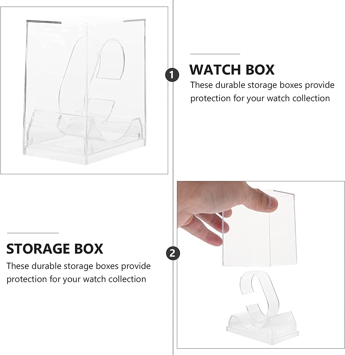 6pcs Clear Acrylic Watch Display Stand Boxes Single Watch Gift Box Jewelry Bracelet Storage Gift Case for Watches and Bracelets Professional and Fashion