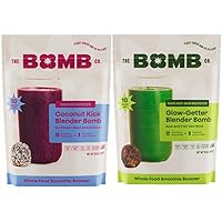 The Bomb Co. Blender Bomb, Coconut Kick & Glow-Getter High Fiber Smoothie Supplement with Superfoods & Amino Acids, Smoothie Mix with Hemp, Flax and Chia Seeds, 20 Servings