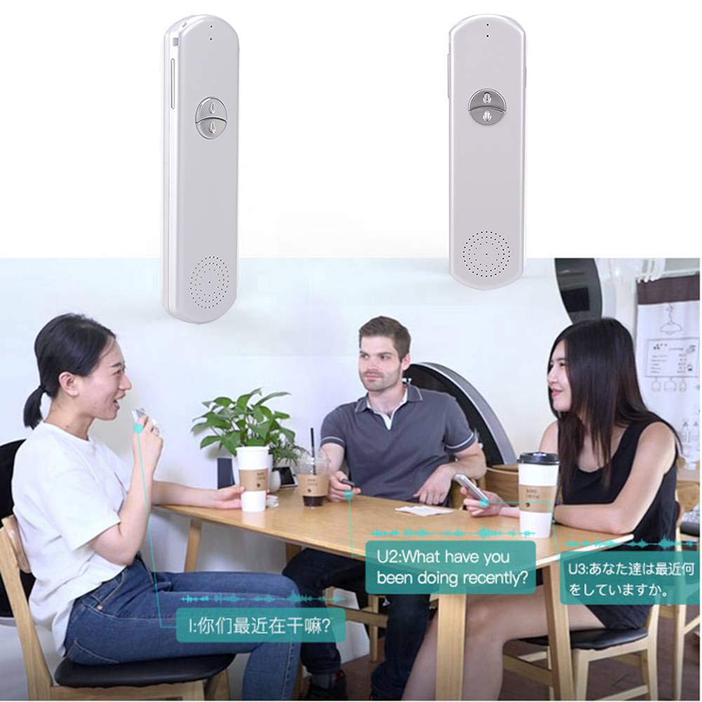 Two Way Easy Trans Smart Language Translator Device Electronic Pocket Voice Bluetooth 52 Languages for Meeting Learning Travel Shopping Business Fit for Apple iPhone Android White (WIFI/3G/4G/5G)