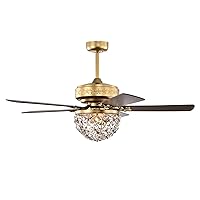 Warehouse of Tiffany Naja 52 Inch Antique Gold Crystal Ceiling Fan with Remote, Large (AW01W02AG)