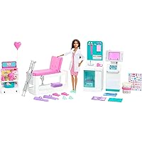 Fast Cast Clinic Doll & Playset, Brunette Doctor Doll, Furniture & 30+ Accessories Including Molds & Dough for Bandages