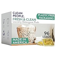 Clean People Laundry Detergent Pods - Recyclable Packaging, Hypoallergenic, Stain Fighting - Ultra Concentrated, Laundry Soap - Fresh Scent, 96 Pack