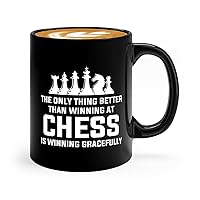 Chess Coffee Mug 11oz Black -Winning At Chess - Knight Pawn Piece Horse Checkmate Chess Player Board Game Strategy Logic Games