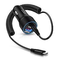 USB C Car Charger for Samsung Galaxy A55/A54/A35/A15/C55/S24 Ultra/S23 FE/S22/S21/S20,48W Fast Charging iPhone 15 Cigarette Lighter Charger with 6ft Type C Coiled Cable for iPhone 15 Pro Max,iPad Pro