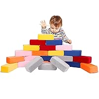 Foam Building Blocks for Kids，24 Pack Soft Foam Blocks for Toddlers, Large Stacking Building Block Toys Set Gifts for Boys and Girls