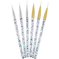 3Pcs/set Nail Art Liner Brush Painting Flower Drawing Lines Grid Stripe Manicure Acrylic UV Gel Pen Brush DIY Tips Design (Silver)