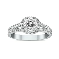 SZUL AGS Certified 1 1/4 Carat TW Diamond Engagement Ring in 14K White Gold (J-K Color, I2-I3 Clarity)