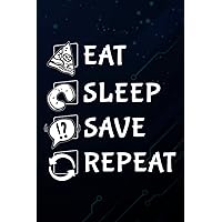 Gifts for men for 10 dollars: Eat Sleep Lifesaving Repeat Lifesaver Premium Good: save, ,Task Manager,Organizer,Lesson,Notebook Journal,Happy,College,Personalized,Goals