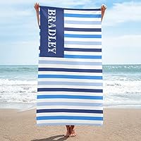 Dr.TOUGH Custom Beach Towels Personalized Beach Towel with Name Custom Travel Beach Pool and Bath Towels for Kids Adults Boys Girls (Stripe 6)