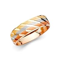 Sonia Jewels 14k Gold Round Cubic Zirconia Yellow White and Rose Three Color Ring Mens Anniversary Wedding Band