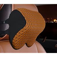 Car Memory Cotton Foam Auto Headrest Neck Rest Seat Support for Head Pillow Travel Support Cushion Fabric Soft Chair Safety (Brown)