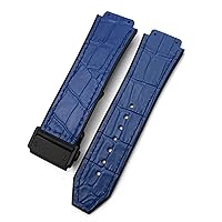 20mm 22mm Cowhide Leather Rubber Watchband 25mm * 19mm Fit for Hublot Watch Strap Calfskin Silicone Bracelets Sport (Color : 36, Size : 22mm)