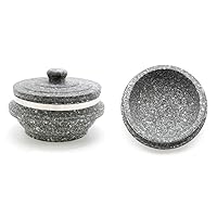Gopdol Natural Giblet Pot Dolsot Pot with Stone Lid for Nutrition Rice Steamer (Large 7 X 3.5 inch)