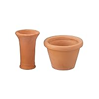 Melody Jane Dolls Houses Dollhouse Tall Terracotta Planter & Round Pot Miniature Garden Accessory 1:12