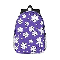 Snowflake Print Patterns Backpack Lightweight Casual Backpack Double Shoulder Bag Travel Daypack With Laptop Compartmen