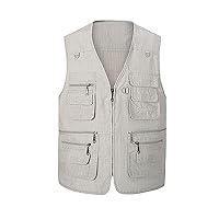 Men's Casual Safari Travel Vest 16 Pockets Outdoor Work Vest Sleeveless Jacket Fishing Hiking Photograph