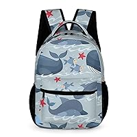 Whales Dolphins Backpack Adjustable Strap Daypack Laptop Backpack Travel Business Bags for Hiking for Women Men