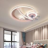 Kids Ceiling Fan with Light Mute Fan Lighting 3 Speeds Bedroom Dimmable Led Ultra-Thin Fan Ceiling Light with Remote Control Modern Living Roomt Ceiling Fan Light/Pink