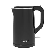 1.7L Quiet Electric Kettle, Double Wall Hot Water Boiler BPA-Free Cool Touch Tea Kettle, Cordless with Auto Shut-Off & Boil Dry Protection, 1500W Fast Boiling, Black