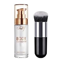 Body Shimmer, Long Lasting Waterproof Shimmer Body Oil for Glowing Skin on Any Part of the Body, Smooth Moisturizing Bronze Liquid Illuminator, Makeup Brush Include, 1fl oz (Moonlight White #6)