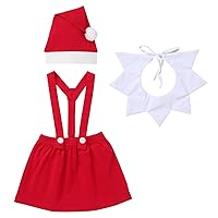 IMEKIS Newborn Baby Christmas Outfit Santa Elf Costume Suspenders Skirt Pants Hat Cosplay Suits for Boys Girls Photo Shoot