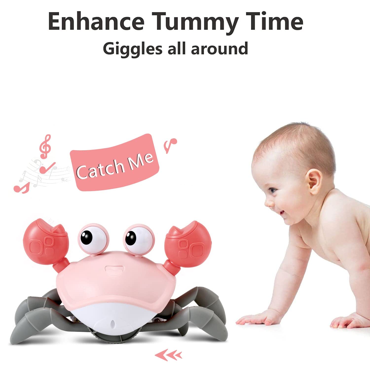 Baby Girl Toys Tummy Time: Pink Crawling Crab Babies Montessori Toy 4 5 6 7 8 9 10 11 12 18 Learning 36 Months 3 Year Old Toddler Birthday Gifts Educational Stuff for Infant Walker Girls 1 Essentials