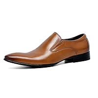 Men's Genuine Leather Comfort Fashion Pointed-Toe Anti-Slip Slip on Classic Loafers Dress Formal Shoes Office