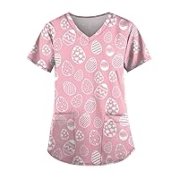 Easter Print Tops Ladies Shirt Short Sleeve Blouse Summer Tshirt Workwear Daily Dressy Tunic V-Neck Casual Tunic