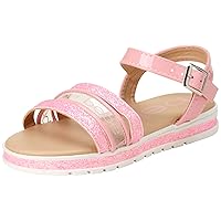 bebe Girls' Sandals - Glitter Leatherette Sandals with Buckle Straps (Size: 2-13)