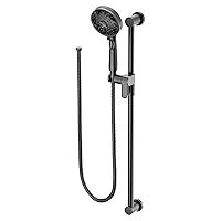 3670EPBL 5-Function Massaging Handshower with Toggle Pause, Includes 30-Inch Slide Bar and 69-Inch Hose, Matte Black
