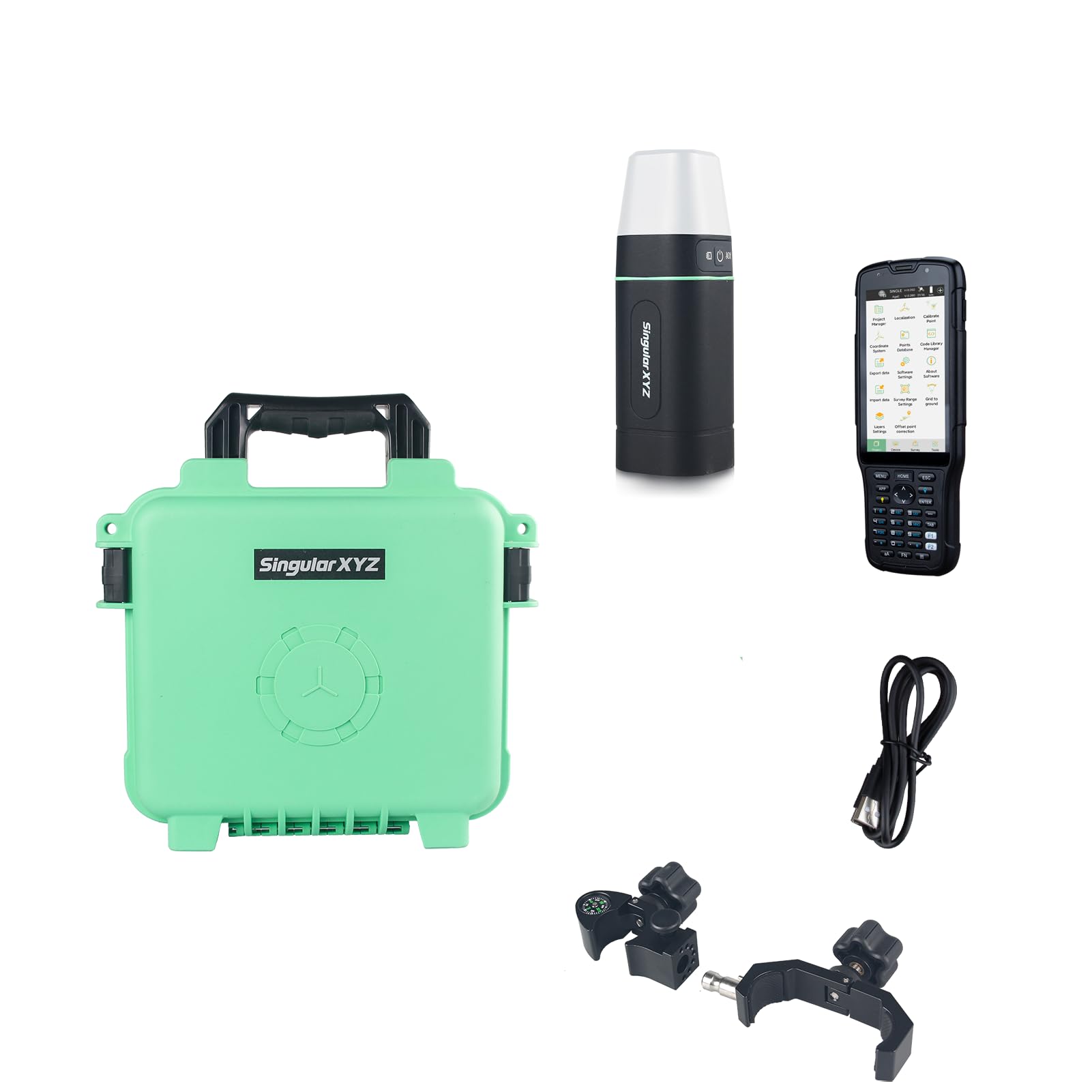 SingularXYZ RTK GNSS Survey Equipment with Handheld GPS Rover for Surveying, Handheld Controller, Survey Software and Transport Case, for Construction and Geodetic or Land Survey Layout Planning