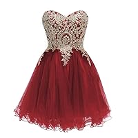 Women Short Prom Dress For Juniors Graduation Gown Red Tulle