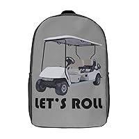 Let's Roll Golf Cart Travel Backpack Casual 17 Inch Large Daypack Shoulder Bag with Adjustable Shoulder Straps