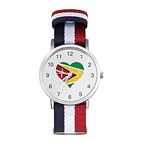 Love Guyana Heartbeat Nylon Watch Adjustable Wrist Watch Band Easy to Read Time with Printed Pattern Unisex