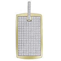 10k Gold Two tone CZ Cubic Zirconia Simulated Diamond Mens Height 51.2mm X Width 23.3mm Animal Pet Dog Tag Charm Pendant Necklace Jewelry Gifts for Men