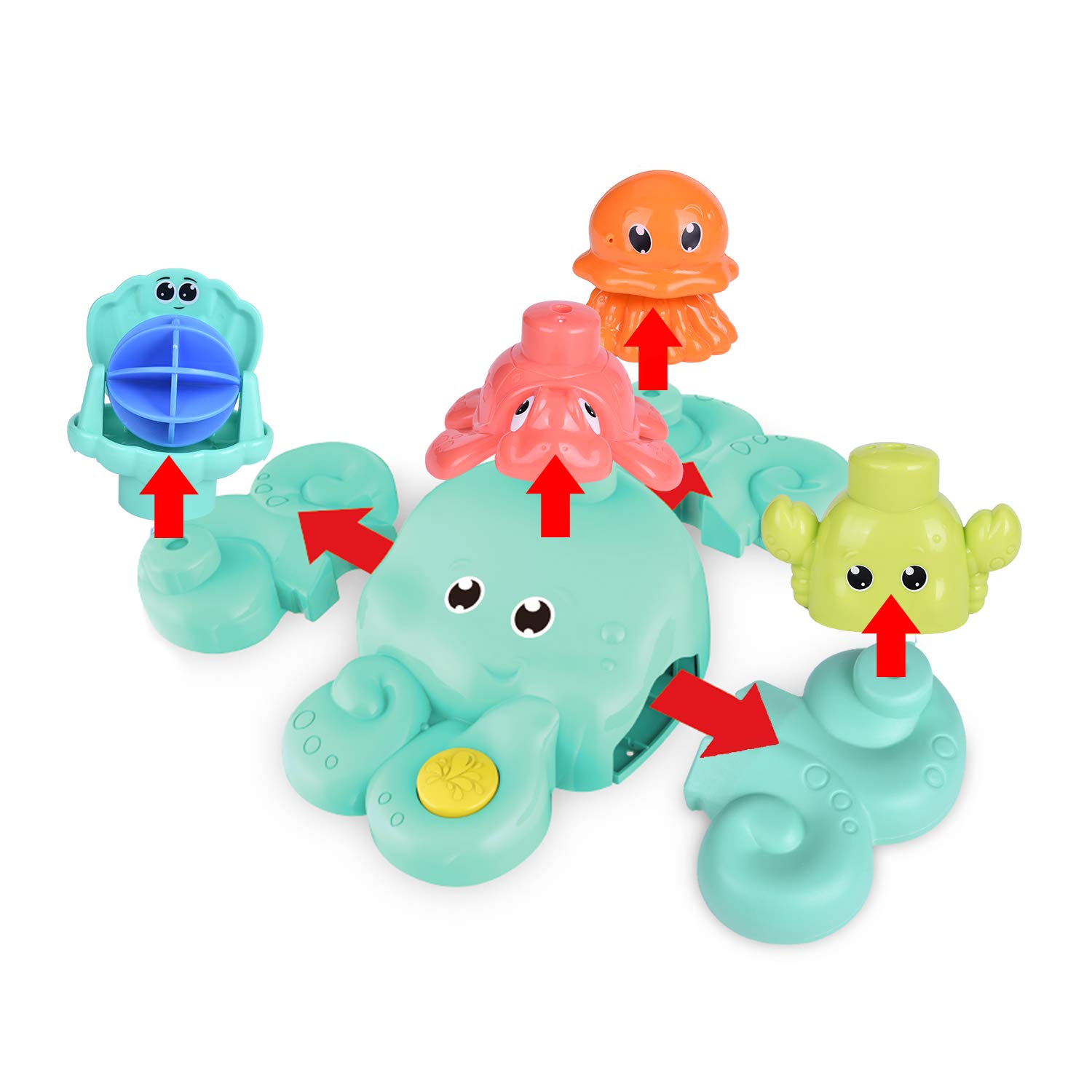 FUN LITTLE TOYS Bath Toys for Toddlers, 5 PCs Bath Tub Toys Set, Spray Water Toys for Kids, Best Gifts for Boys & Girls